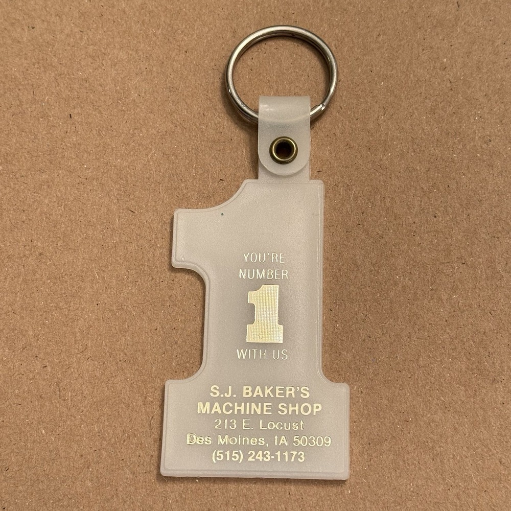 #1 Keychain SJ Bakers Machine Shop Des Moines Iowa East Village Locust 1940-1970